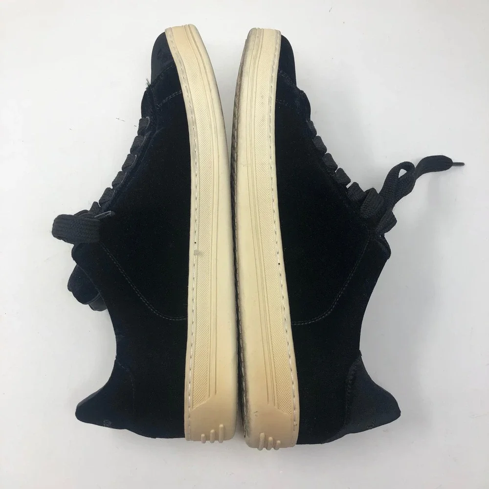 Tom‎ Ford Velvet Sneakers Mens 8 Black Low Top J0874T Made in Italy
